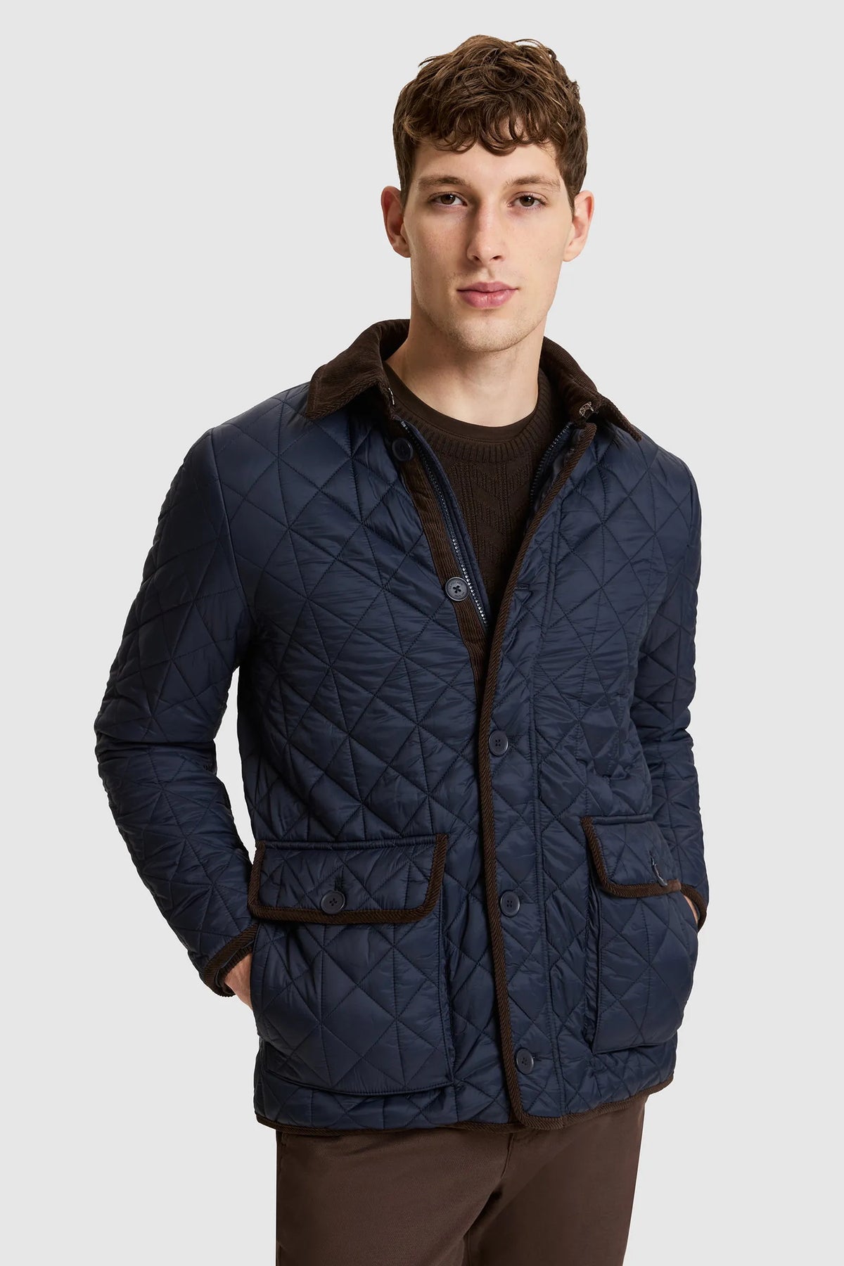 U.S. Polo Assn. Navy Men Navy Diamond Quilted Barn Puffer Jacket SKU: G081SZ0MS0 PU-13212_VR033 Image 01