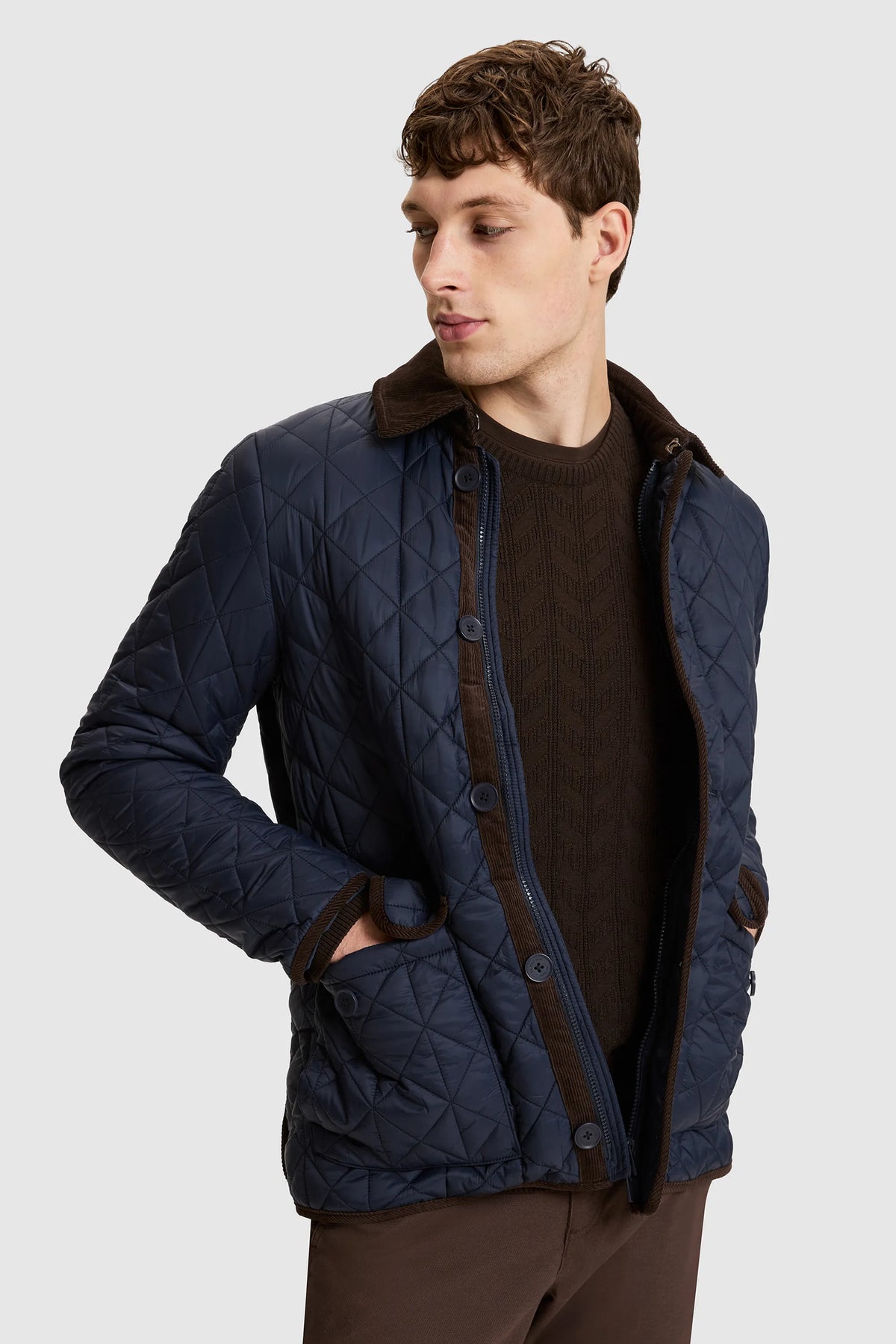 U.S. Polo Assn. Navy Men Navy Diamond Quilted Barn Puffer Jacket SKU: G081SZ0MS0 PU-13212_VR033 Image 03