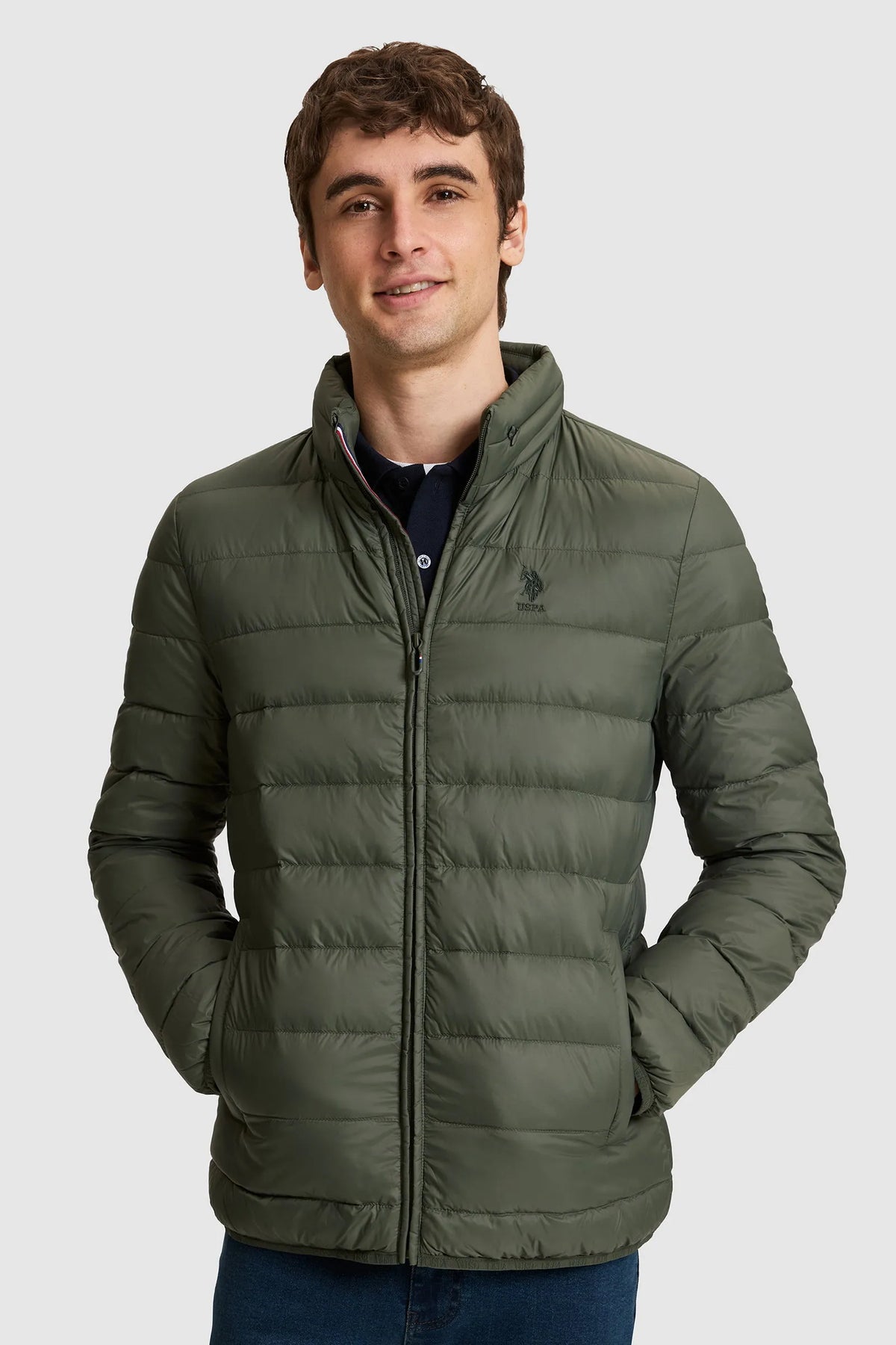 U.S. Polo Assn. Grass Green Men Grass Green Padded Down Puffer Jacket SKU: G081SZ0MS0 PU-13217_VR017 Image 01