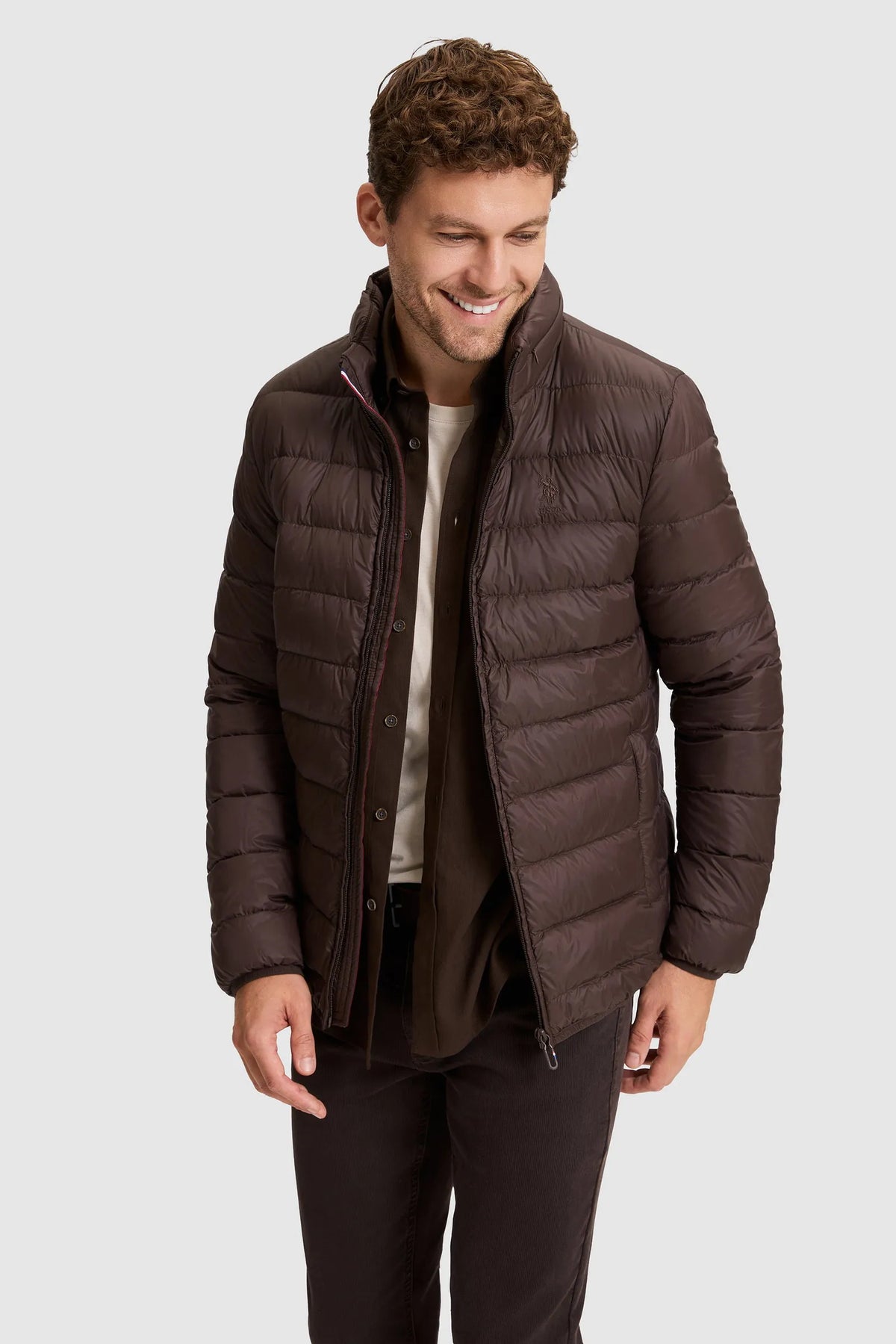 U.S. Polo Assn. Dark Brown Men Dark Brown Padded Down Puffer Jacket SKU: G081SZ0MS0 PU-13217_VR084 Image 01