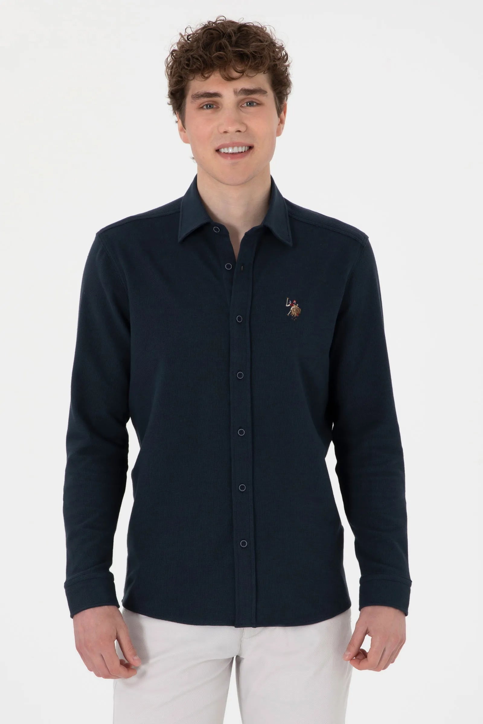 U.S. Polo Assn. Navy Blue Men Navy Blue Knitting Shirt SKU: G081SZ0OG0 2107809_VR033 Image 01