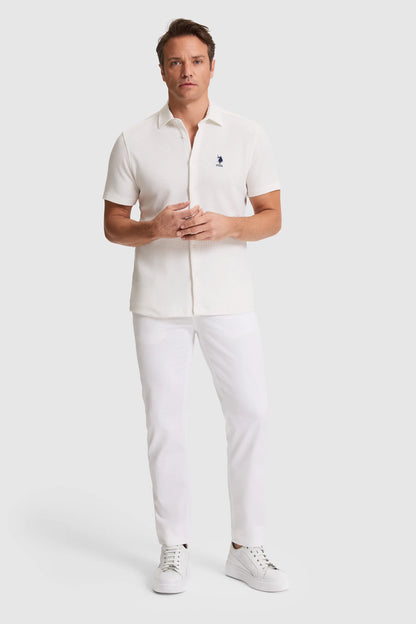 U.S. Polo Assn. White Men White Short Sleeve Textured Polo Shirt SKU: G081SZ0OG0 PU-10230_VR013 Image 04