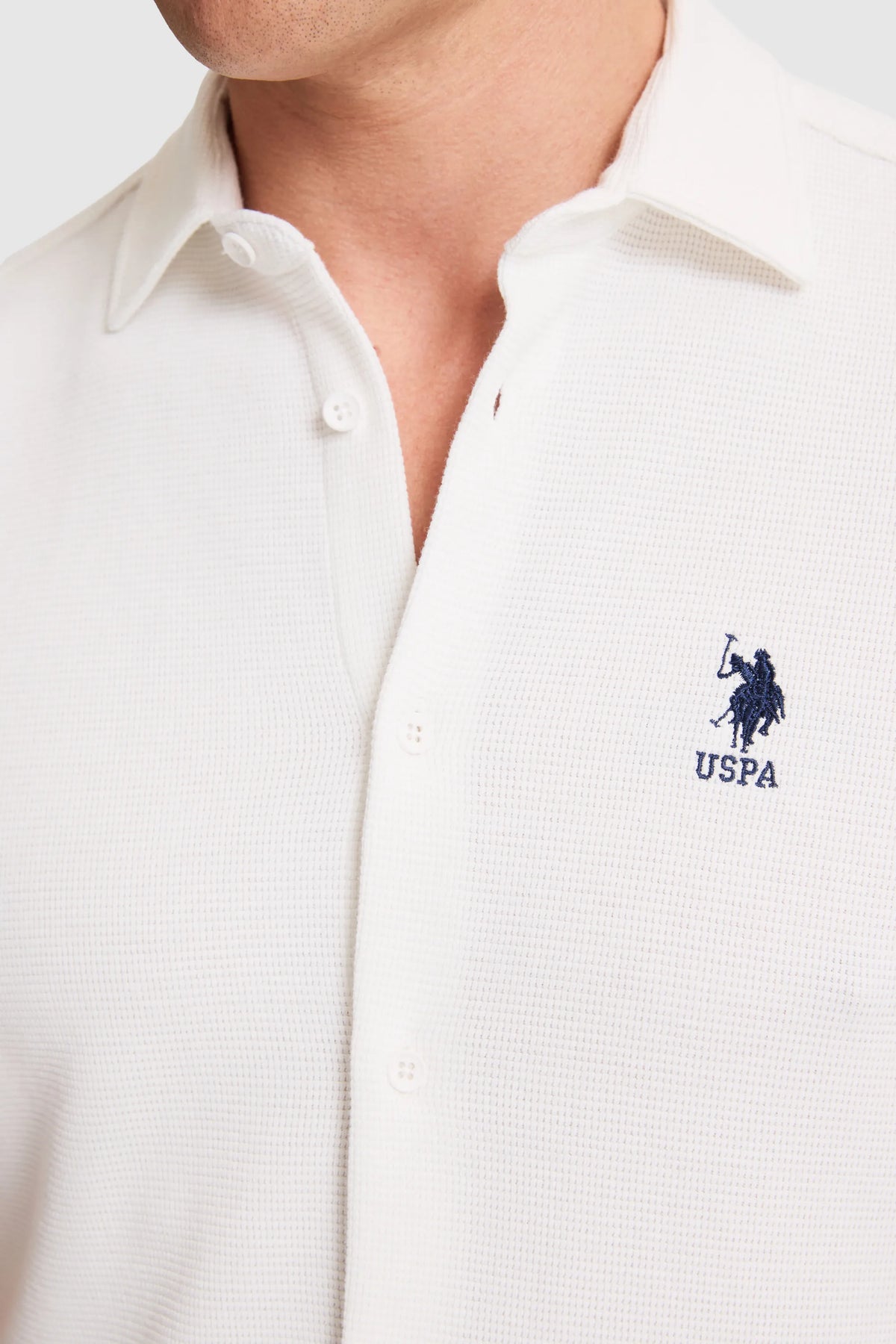 U.S. Polo Assn. White Men White Short Sleeve Textured Polo Shirt SKU: G081SZ0OG0 PU-10230_VR013 Image 06