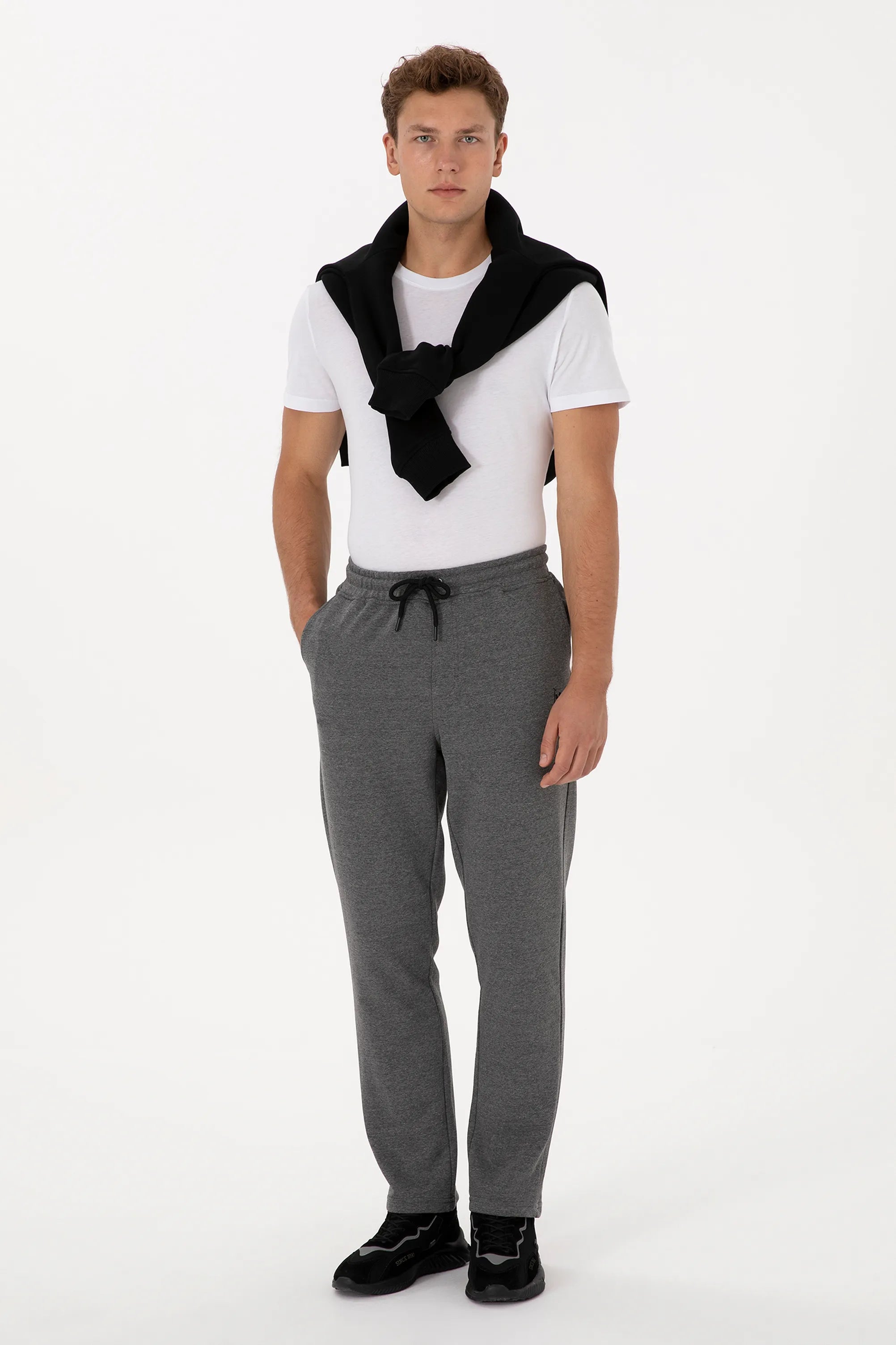 U.S. Polo Assn._Anthracite Mela_Anthracite Mela Sweatpants With Logo_G081SZ0OP0 2225561_VR081_03