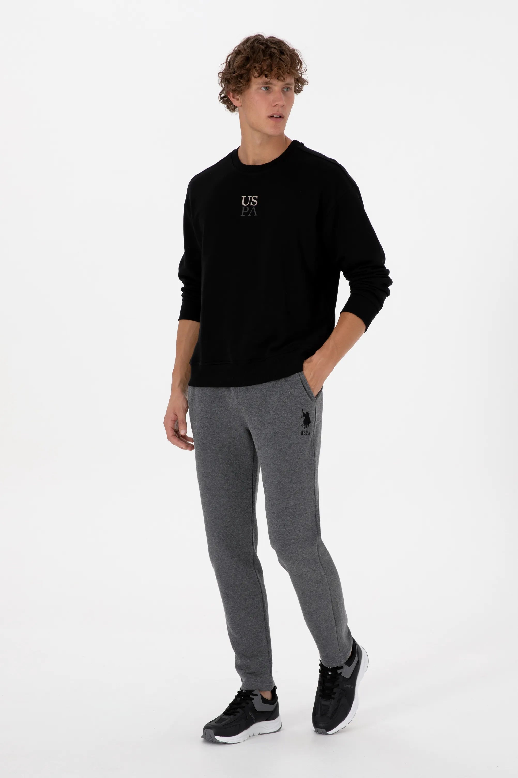 U.S. Polo Assn._Anthracite Mela_Anthracite Mela Sweatpants With Logo_G081SZ0OP0 2226923_VR081_03