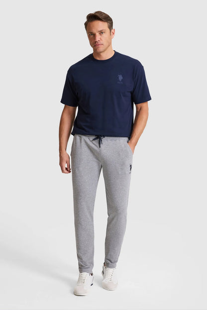 U.S. Polo Assn. Grey Melange Men Grey Melange Cuffed Jersey Sweatpants SKU: G081SZ0OP0 PU-8758_VR086 Image 01