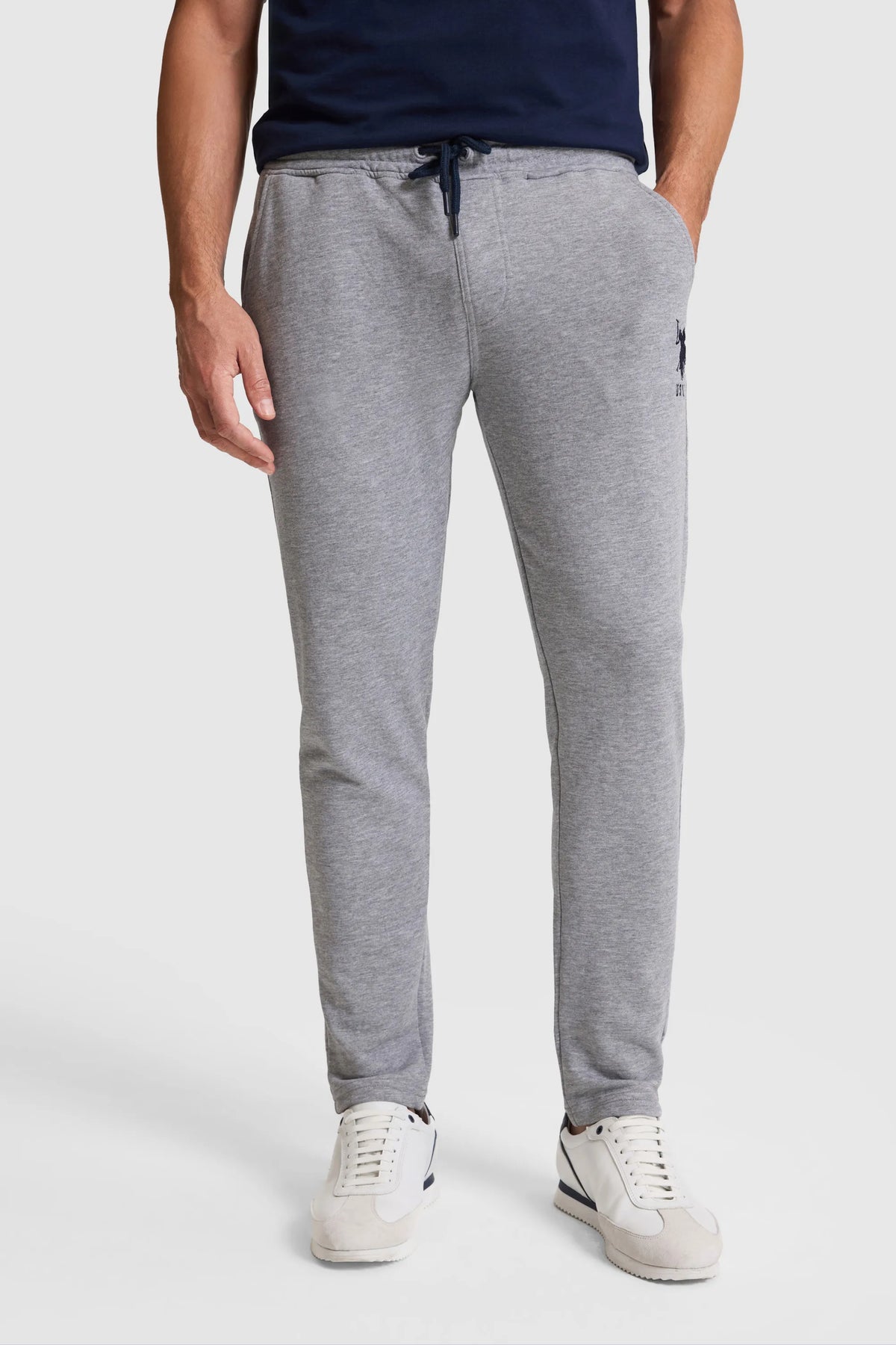 U.S. Polo Assn. Grey Melange Men Grey Melange Cuffed Jersey Sweatpants SKU: G081SZ0OP0 PU-8758_VR086 Image 02