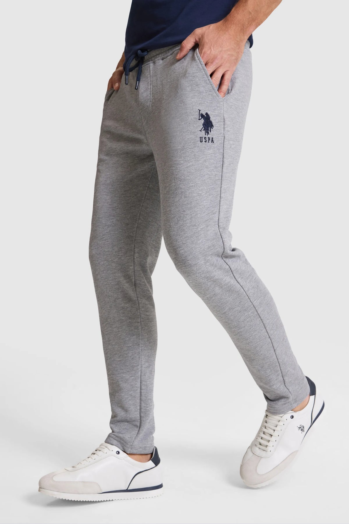 U.S. Polo Assn. Grey Melange Men Grey Melange Cuffed Jersey Sweatpants SKU: G081SZ0OP0 PU-8758_VR086 Image 04