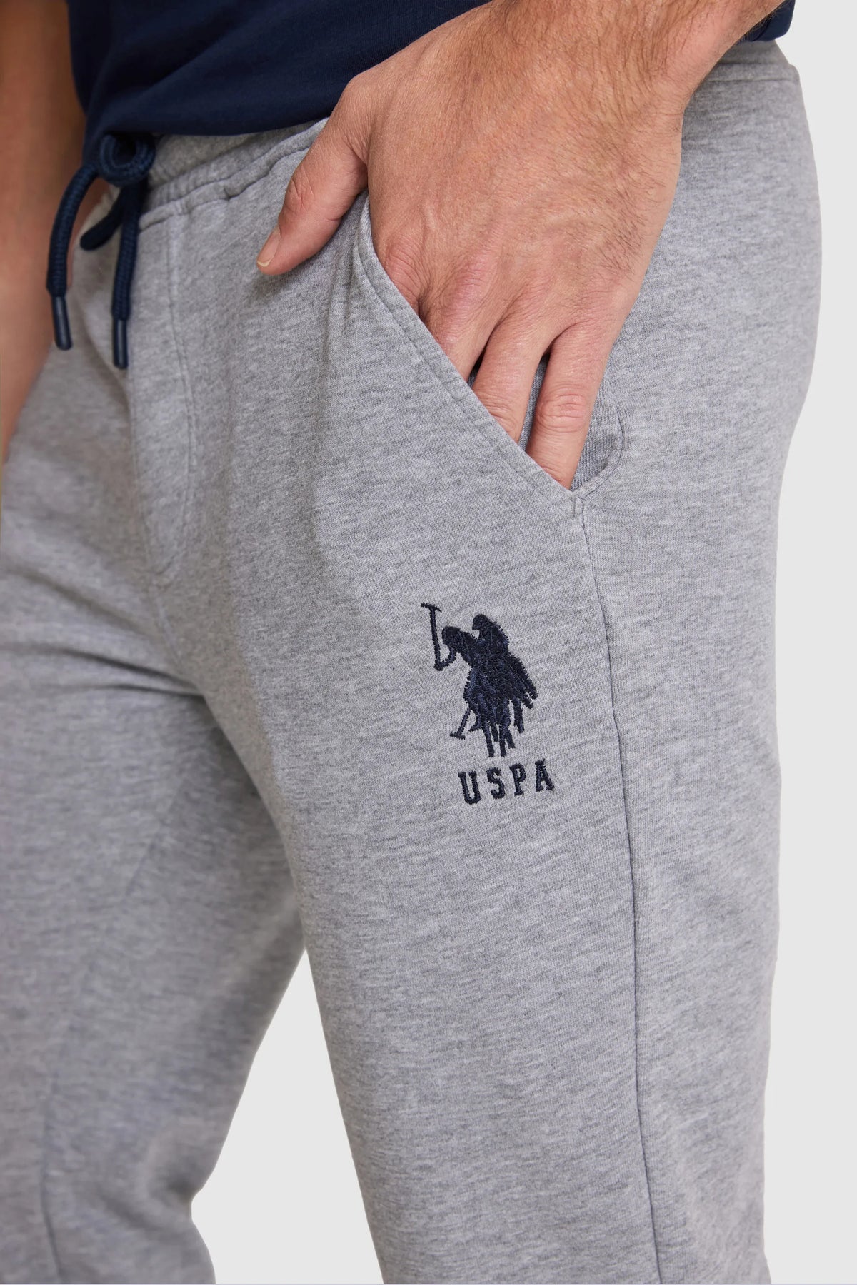 U.S. Polo Assn. Grey Melange Men Grey Melange Cuffed Jersey Sweatpants SKU: G081SZ0OP0 PU-8758_VR086 Image 06