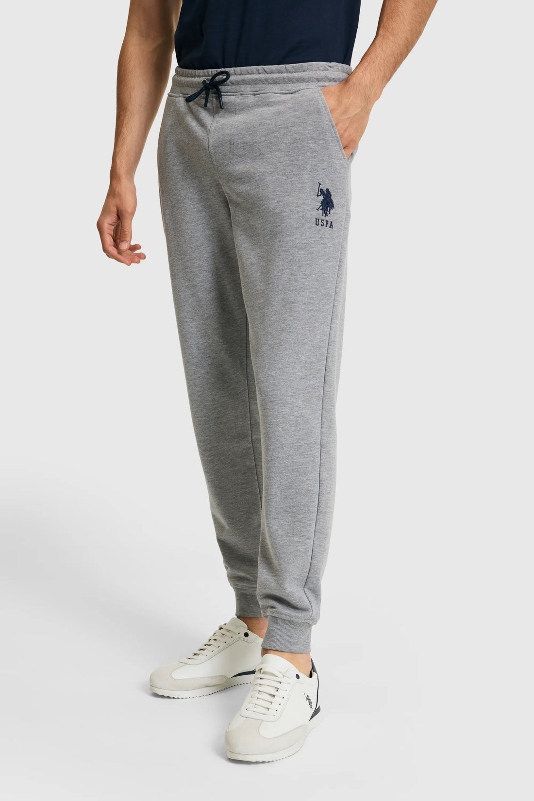 U.S. Polo Assn. Grey Melange Men Grey Melange Cuffed Drawstring Sweatpants SKU: G081SZ0OP0 PU-8760_VR086 Image 02