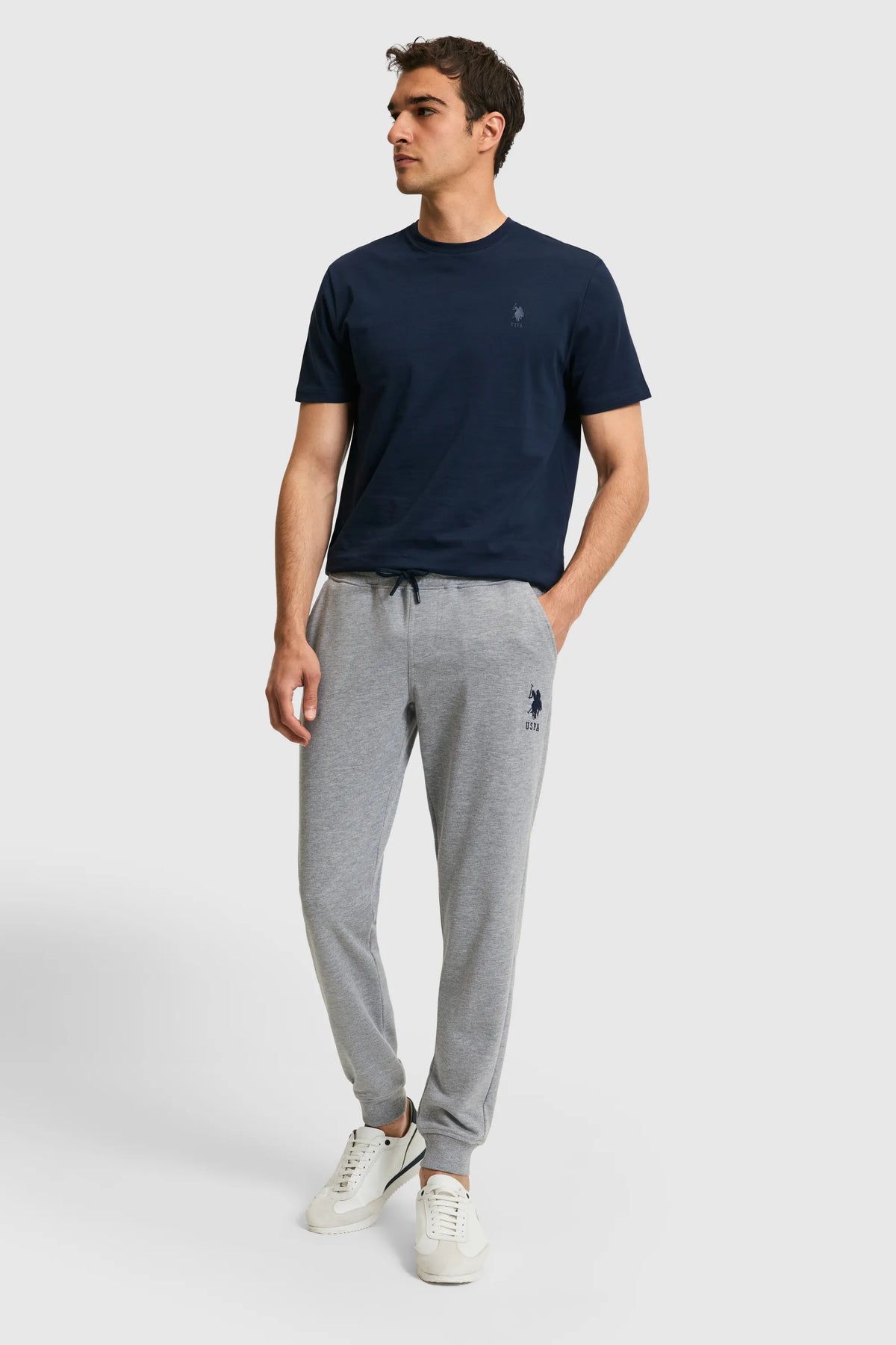 U.S. Polo Assn. Grey Melange Men Grey Melange Cuffed Drawstring Sweatpants SKU: G081SZ0OP0 PU-8760_VR086 Image 04