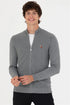 U.S. Polo Assn. Grey Melange Men Grey Melange Zip Through Knitted Cardigan SKU: G081SZ0TH0 1629653_VR086 Image 01