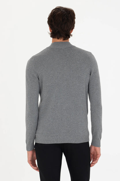 U.S. Polo Assn. Grey Melange Men Grey Melange Zip Through Knitted Cardigan SKU: G081SZ0TH0 1629653_VR086 Image 05