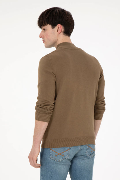 U.S. Polo Assn. Khaki Men Khaki Zip Through Ribbed Knitted Cardigan SKU: G081SZ0TH0 1920466_VR027 Image 05