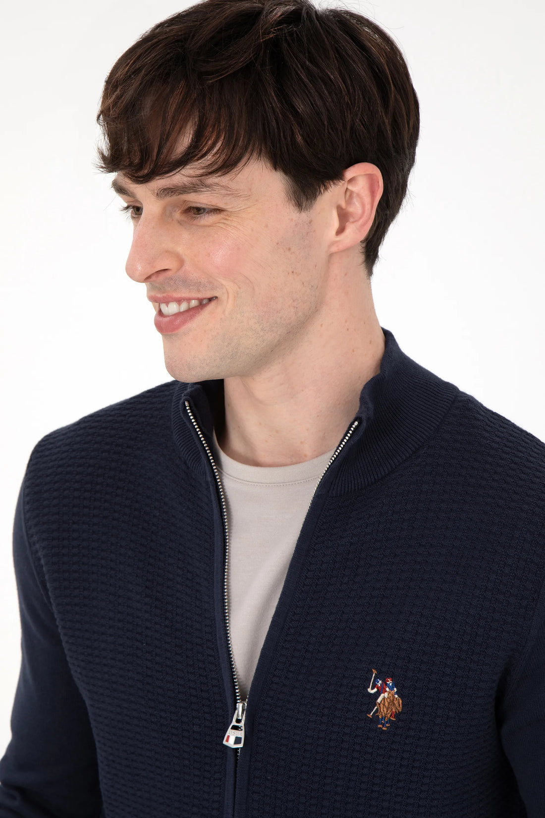 U.S. Polo Assn. Navy Men Navy Zip Through Knitted Cardigan SKU: G081SZ0TH0 1920466_VR033 Image 02