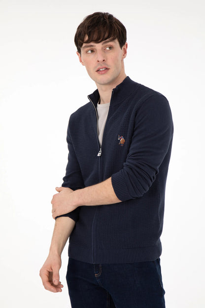 U.S. Polo Assn. Navy Men Navy Zip Through Knitted Cardigan SKU: G081SZ0TH0 1920466_VR033 Image 03
