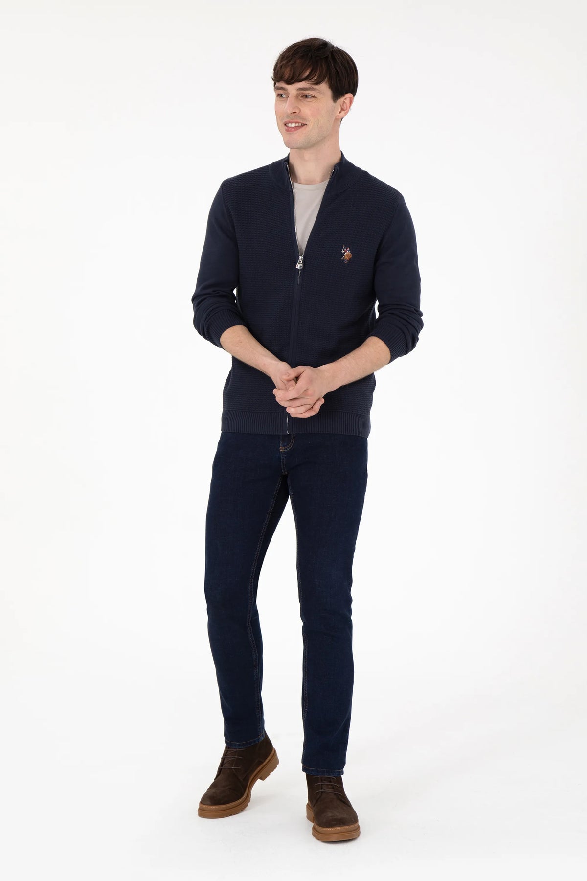 U.S. Polo Assn. Navy Men Navy Zip Through Knitted Cardigan SKU: G081SZ0TH0 1920466_VR033 Image 04