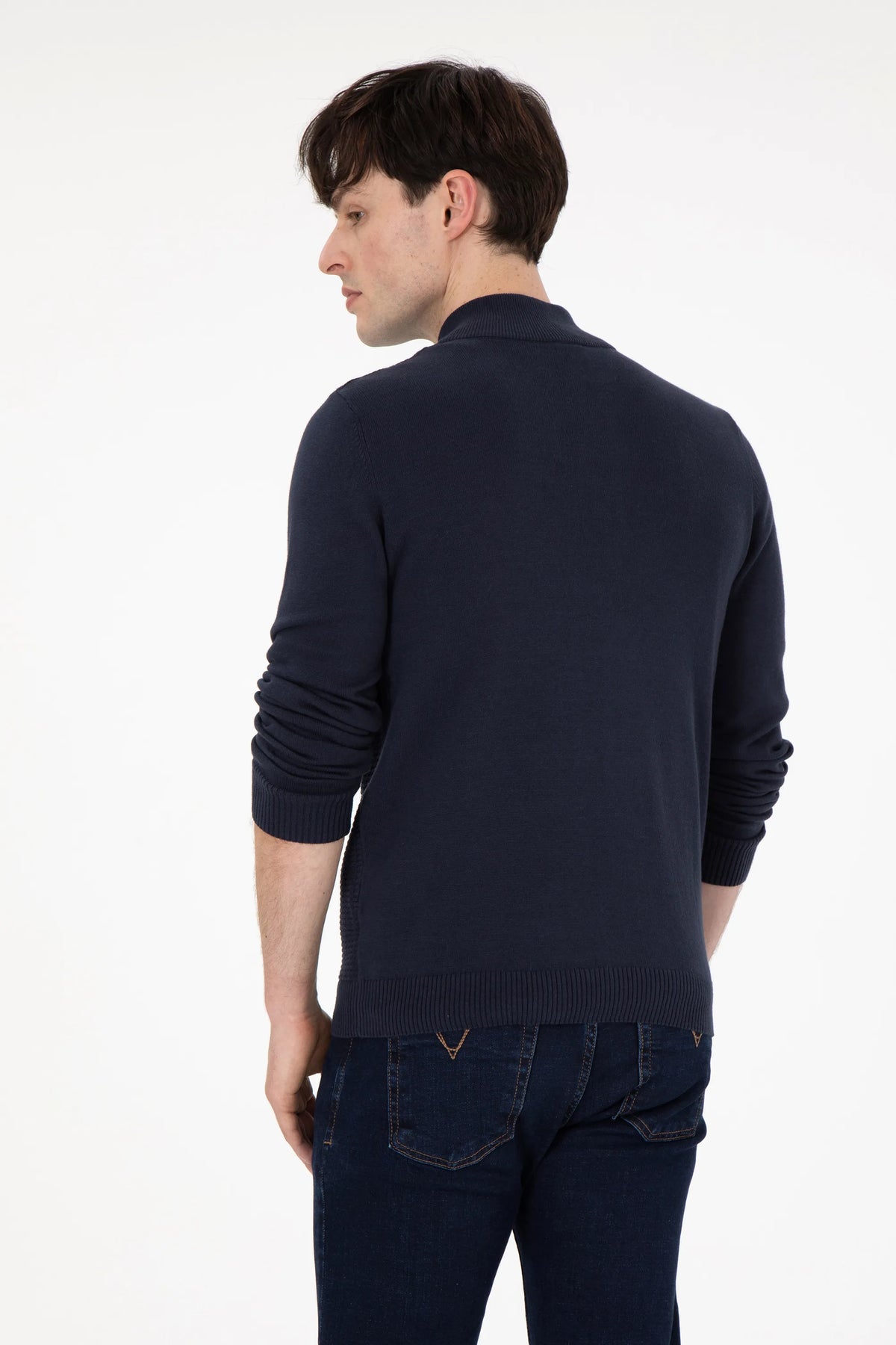U.S. Polo Assn. Navy Men Navy Zip Through Knitted Cardigan SKU: G081SZ0TH0 1920466_VR033 Image 05