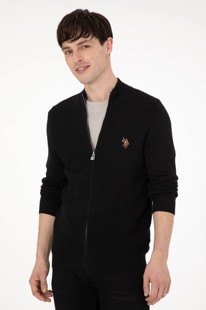 U.S. Polo Assn. Black Men Black Zip Through Knitted Cardigan SKU: G081SZ0TH0 1920466_VR046 Image 03