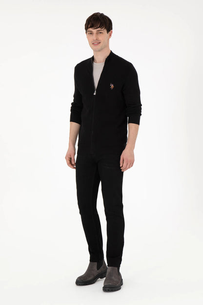 U.S. Polo Assn. Black Men Black Zip Through Knitted Cardigan SKU: G081SZ0TH0 1920466_VR046 Image 04