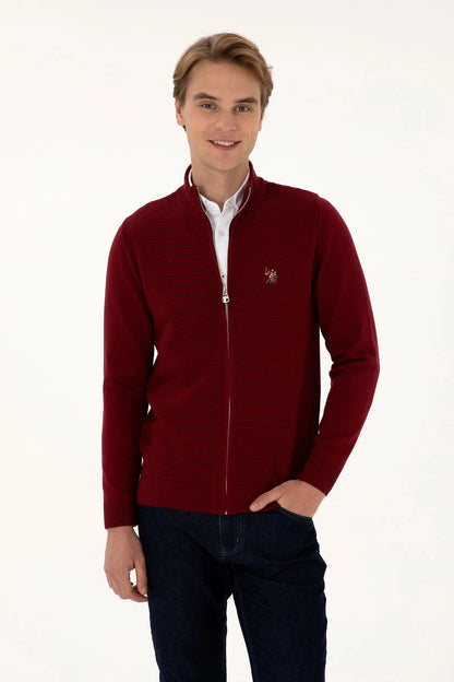 U.S. Polo Assn._Bordeaux_Bordeaux Zip Up Cardigan_G081SZ0TH0 2227188_VR014_01