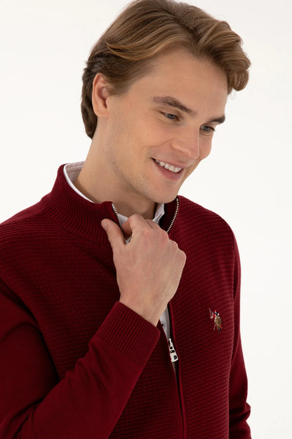 U.S. Polo Assn._Bordeaux_Bordeaux Zip Up Cardigan_G081SZ0TH0 2227188_VR014_02