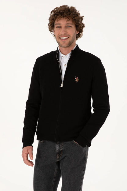 U.S. Polo Assn._Black_Black Zip Up Cardigan_G081SZ0TH0 2227188_VR046_03