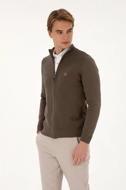 U.S. Polo Assn. Mink Men Mink Zip Through Knitted Cardigan SKU: G081SZ0TH0 2227188_VR052 Image 03
