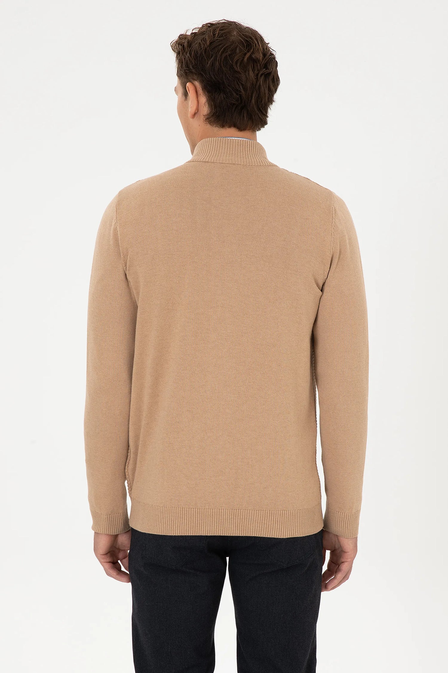 U.S. Polo Assn._Camel Melange_Camel Melange Zip Up Cardigan_G081SZ0TH0 2227188_VR122_05