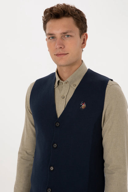 U.S. Polo Assn. Navy Men Navy Knitted Button Through Vest Jacket SKU: G081SZ0TH0 2236526_VR033 Image 02