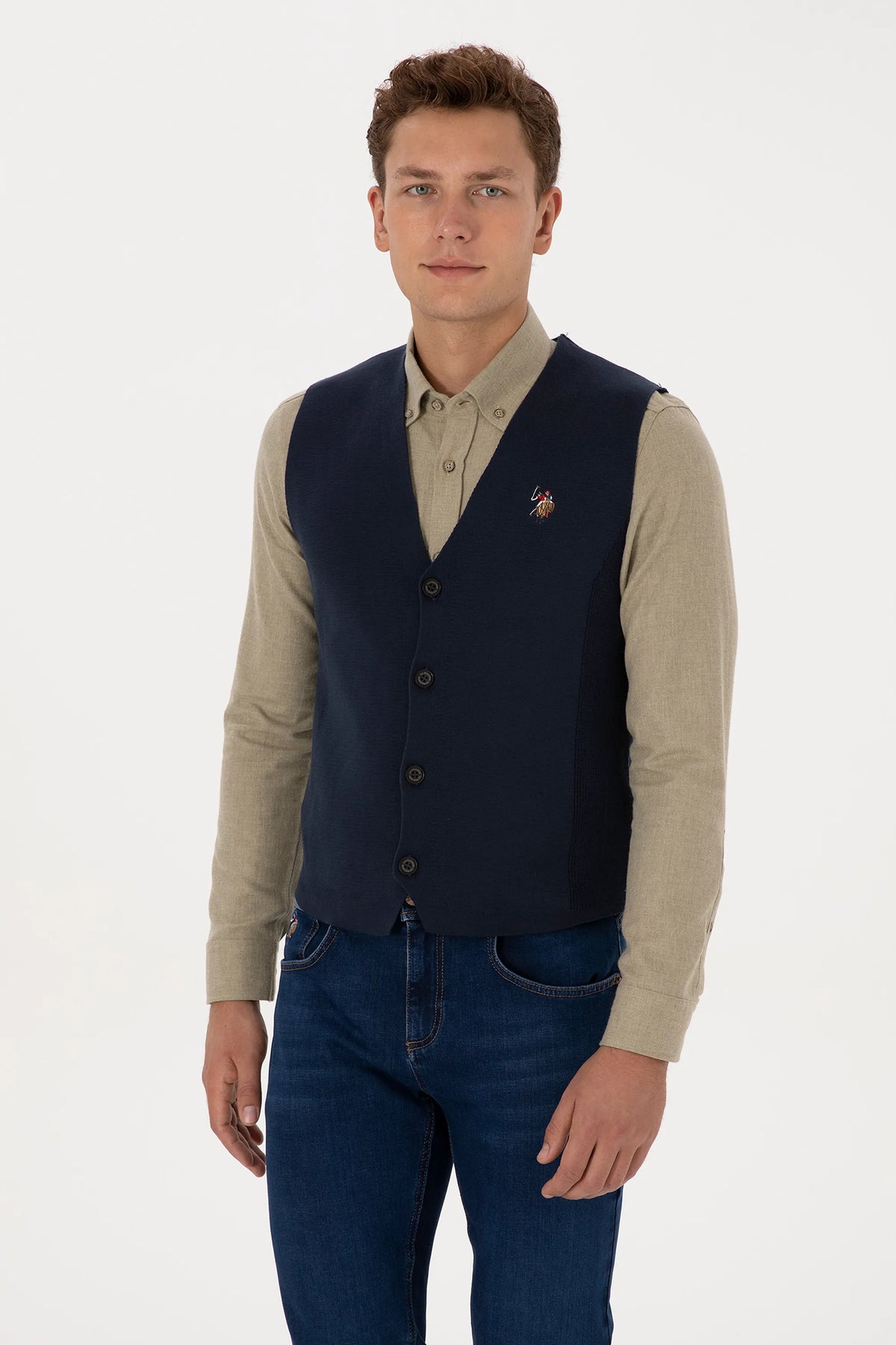 U.S. Polo Assn. Navy Men Navy Knitted Button Through Vest Jacket SKU: G081SZ0TH0 2236526_VR033 Image 03