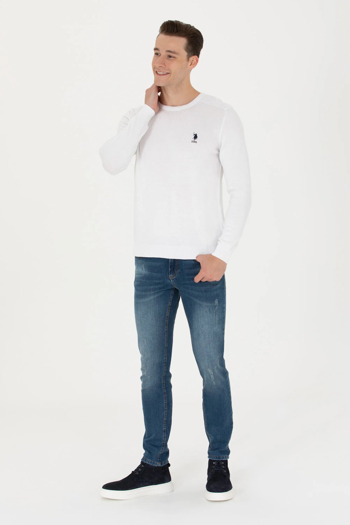 U.S. Polo Assn. White Men White Long Sleeve T-Shirt SKU: G081SZ0TK0 1629680_VR013 Image 04