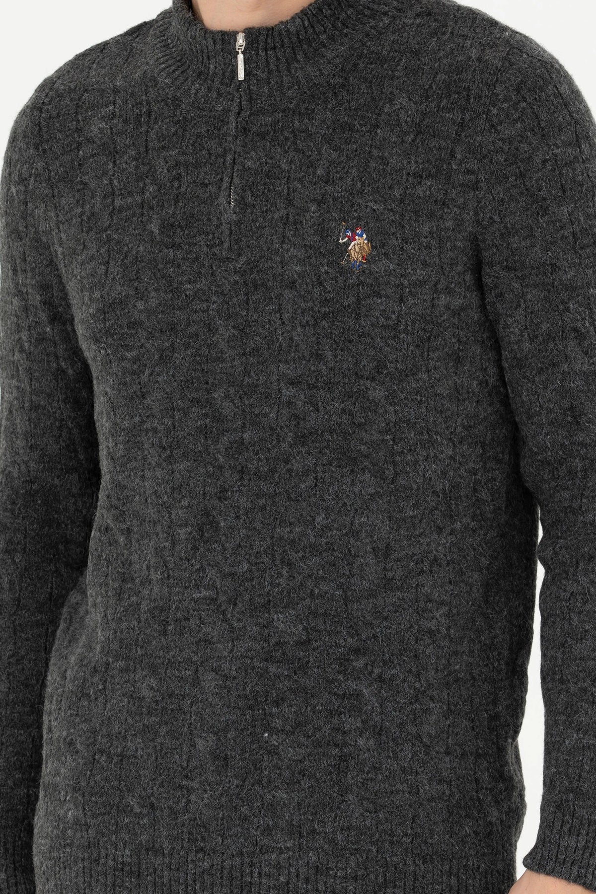 U.S. Polo Assn. Anthracite Melange Men Anthracite Melange Half Zip Knitted Pullover SKU: G081SZ0TK0 1669347_VR081 Image 06