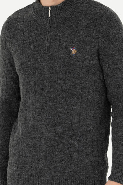 U.S. Polo Assn. Anthracite Melange Men Anthracite Melange Half Zip Knitted Pullover SKU: G081SZ0TK0 1669347_VR081 Image 06