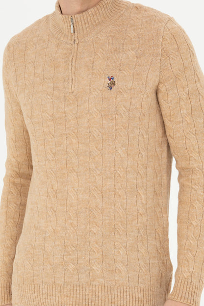 U.S. Polo Assn. Sand Melange Men Sand Melange Half Zip Knitted Pullover SKU: G081SZ0TK0 1669347_VR123 Image 06