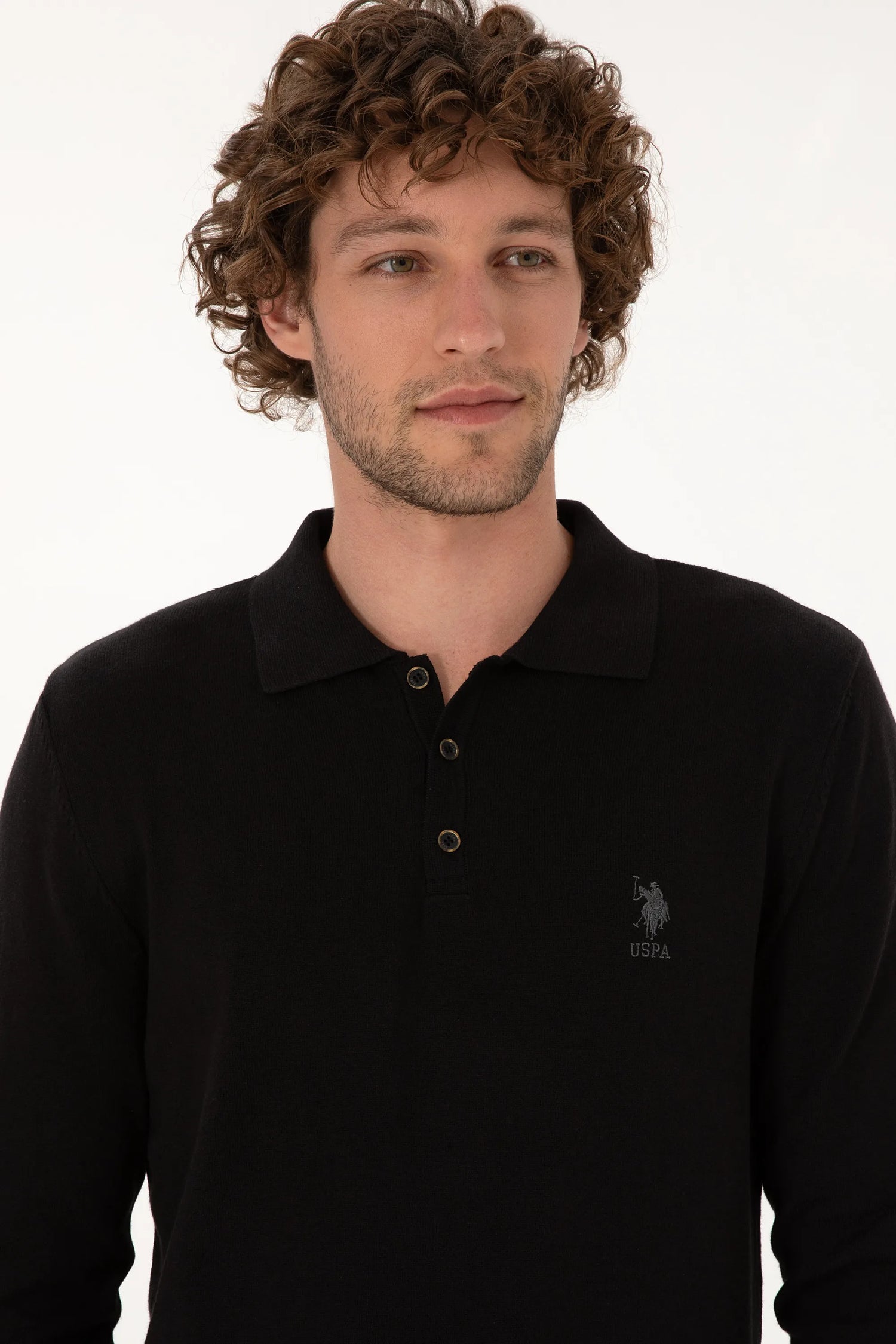 U.S. Polo Assn._Black_Black Long Sleeve Polo Shirt_G081SZ0TK0 2227111_VR046_02