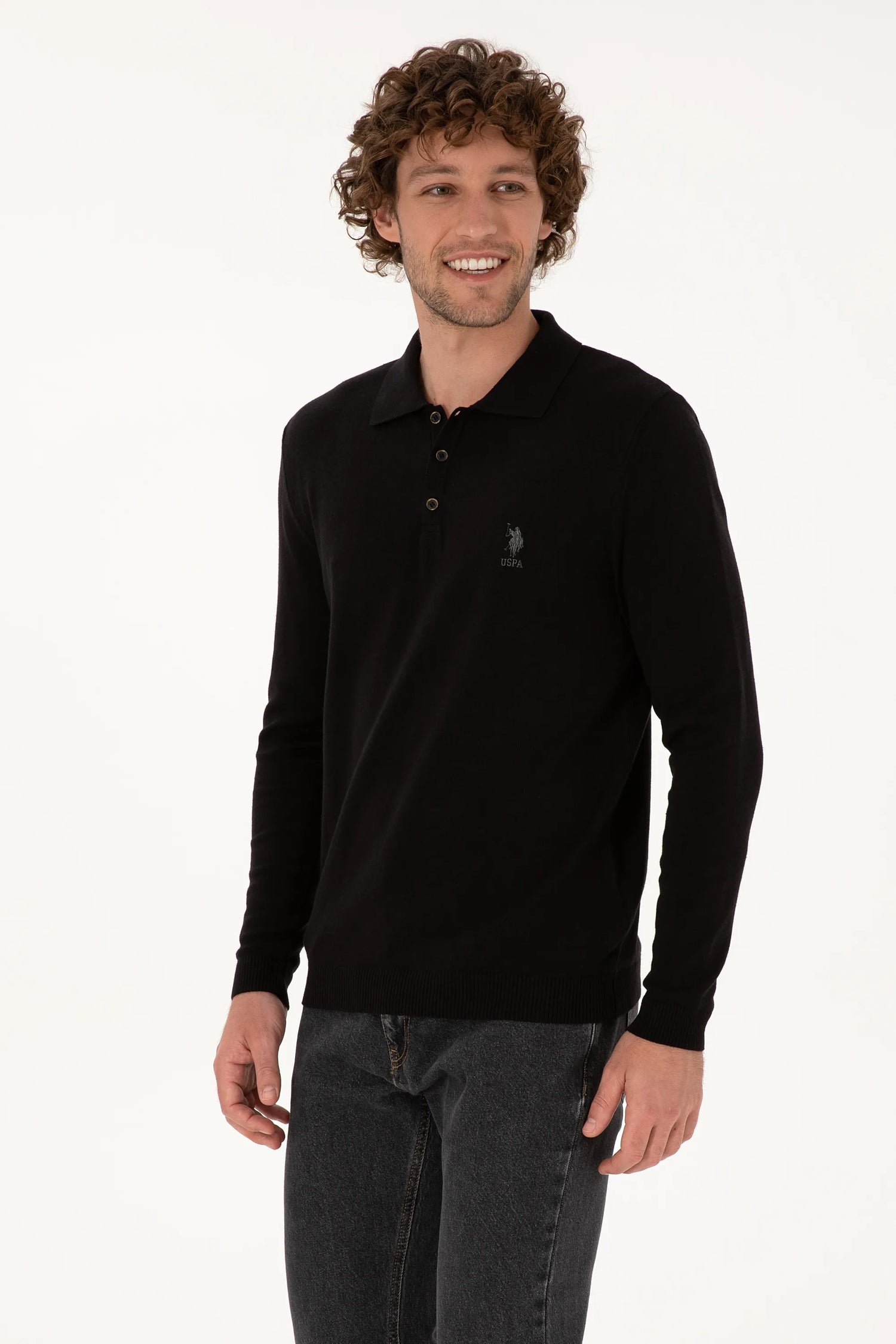 U.S. Polo Assn._Black_Black Long Sleeve Polo Shirt_G081SZ0TK0 2227111_VR046_03