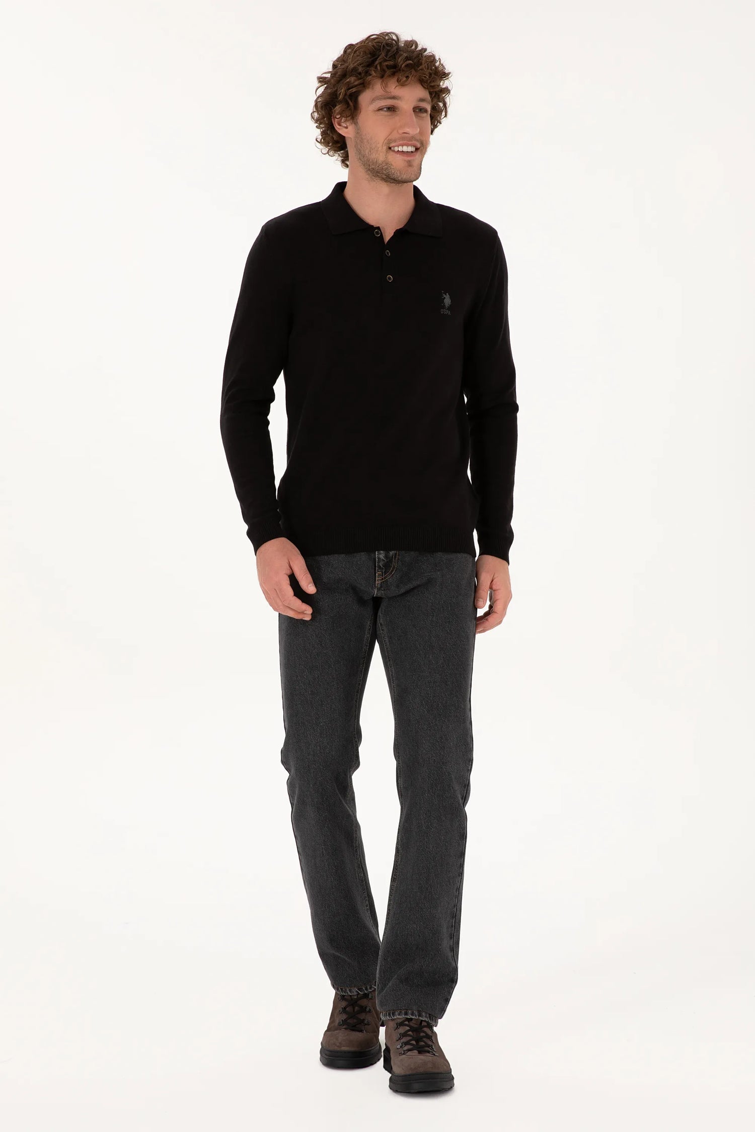 U.S. Polo Assn._Black_Black Long Sleeve Polo Shirt_G081SZ0TK0 2227111_VR046_04