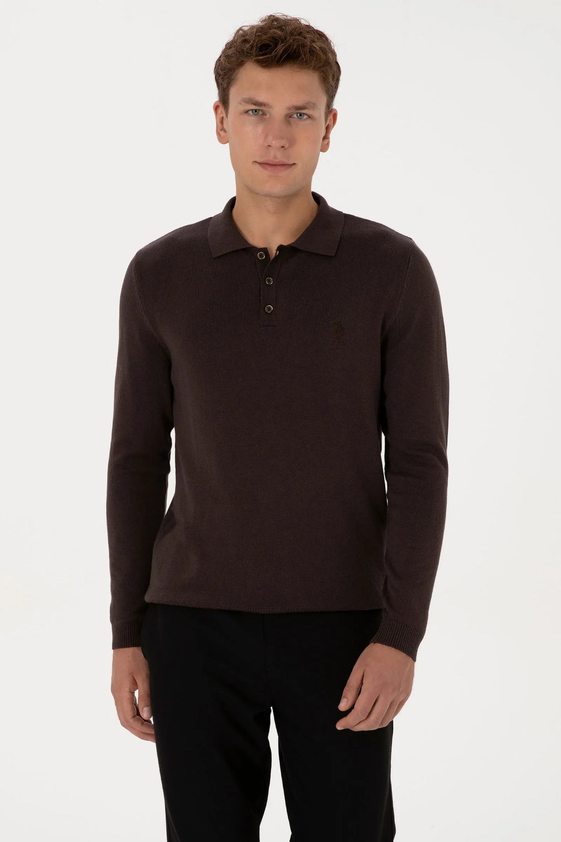U.S. Polo Assn._Dark Brown_Dark Brown Long Sleeve Polo Shirt_G081SZ0TK0 2227111_VR084_01