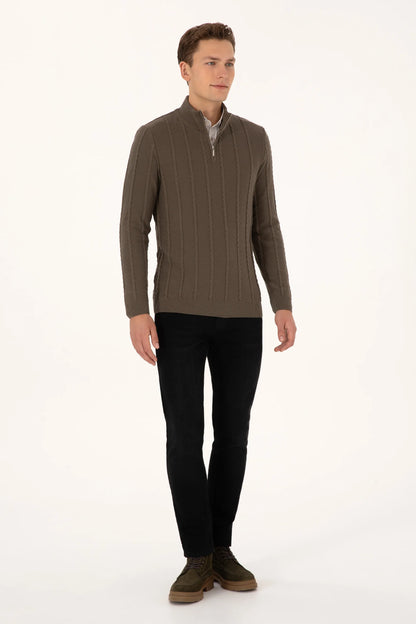 U.S. Polo Assn. Mink Men Mink Half Zip Ribbed Knitted Pullover SKU: G081SZ0TK0 2234731_VR052 Image 04