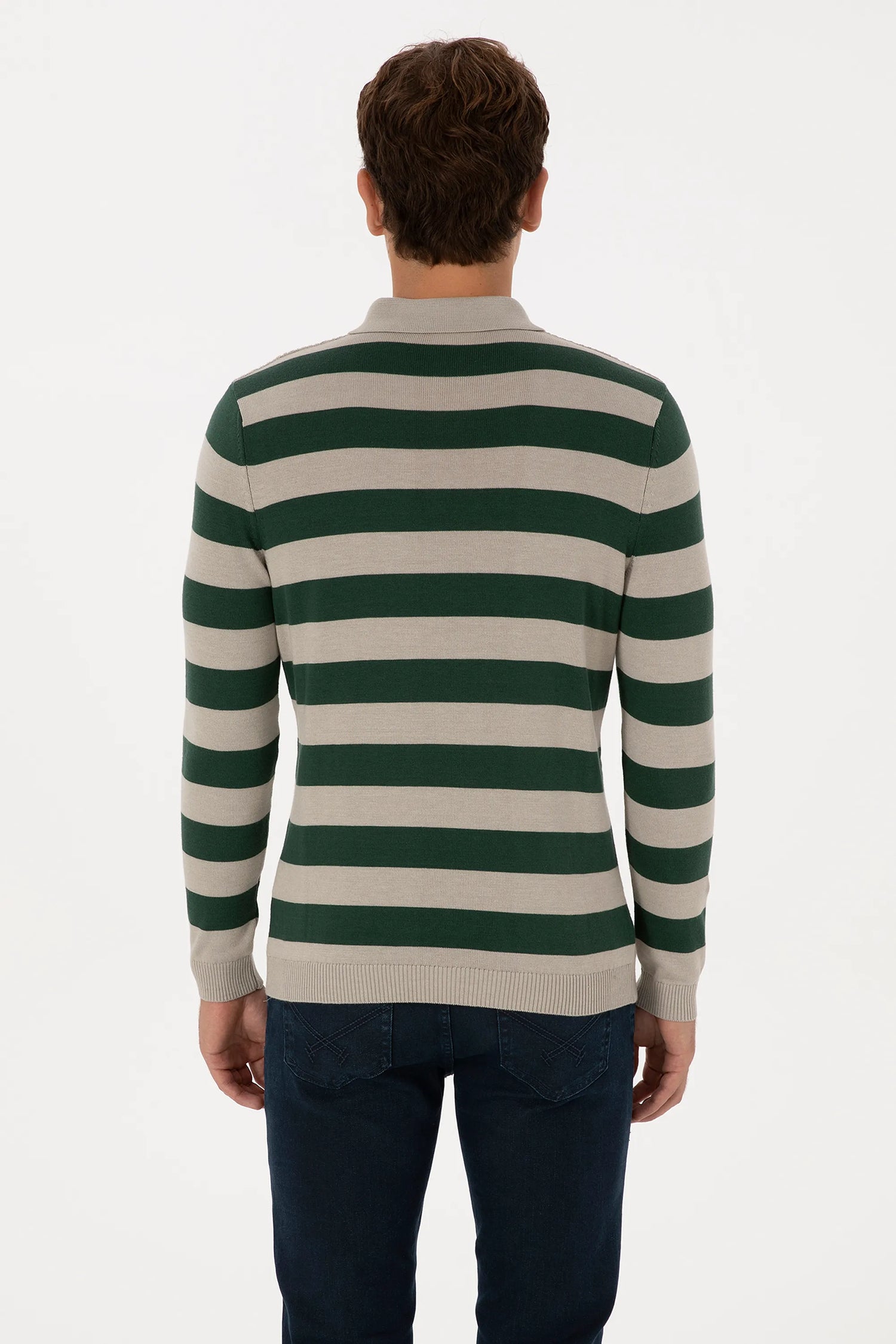 U.S. Polo Assn._Stone Melange_Stone Melange Long Sleeve Polo Shirt_G081SZ0TK0 2234983_VR225_05