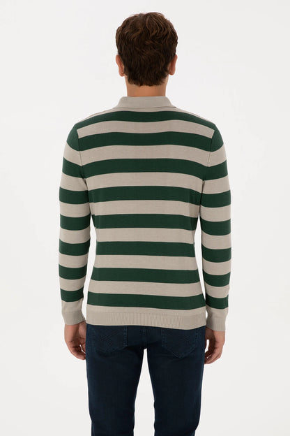 U.S. Polo Assn._Stone Melange_Stone Melange Long Sleeve Polo Shirt_G081SZ0TK0 2234983_VR225_05