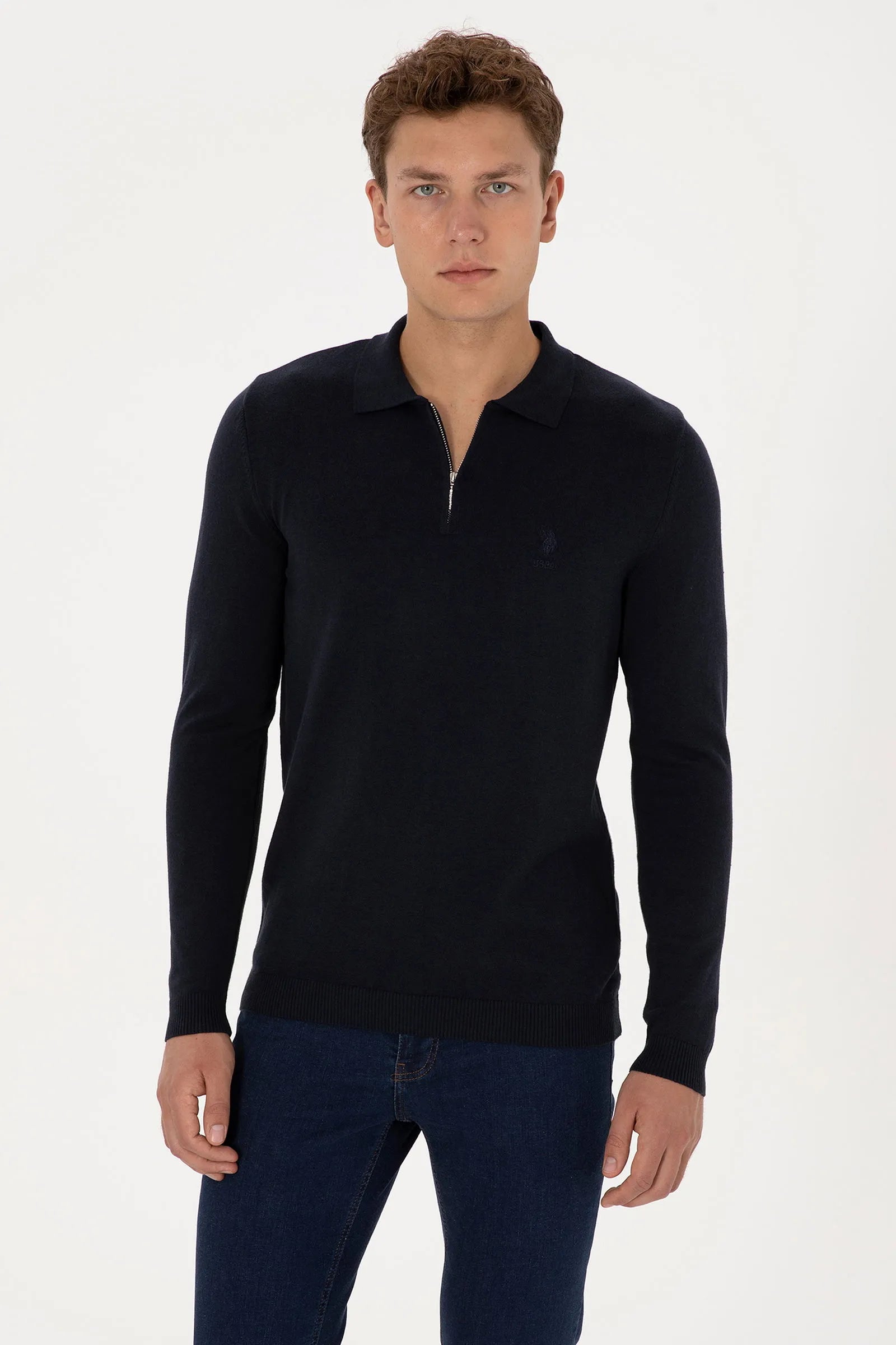 U.S. Polo Assn._Navy_Navy Polo Shirt With Zipper_G081SZ0TK0 2236535_VR033_01