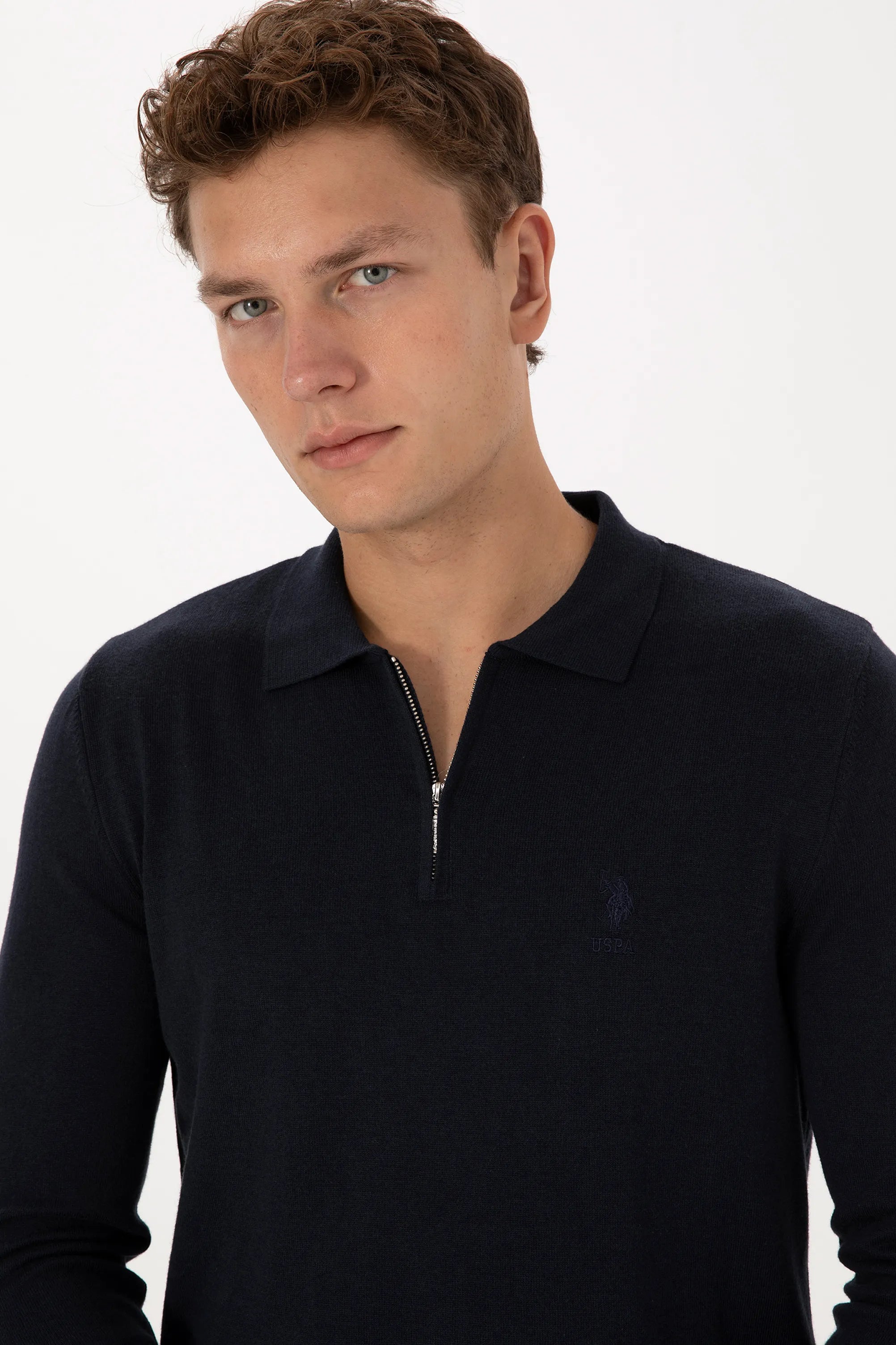 U.S. Polo Assn._Navy_Navy Polo Shirt With Zipper_G081SZ0TK0 2236535_VR033_02