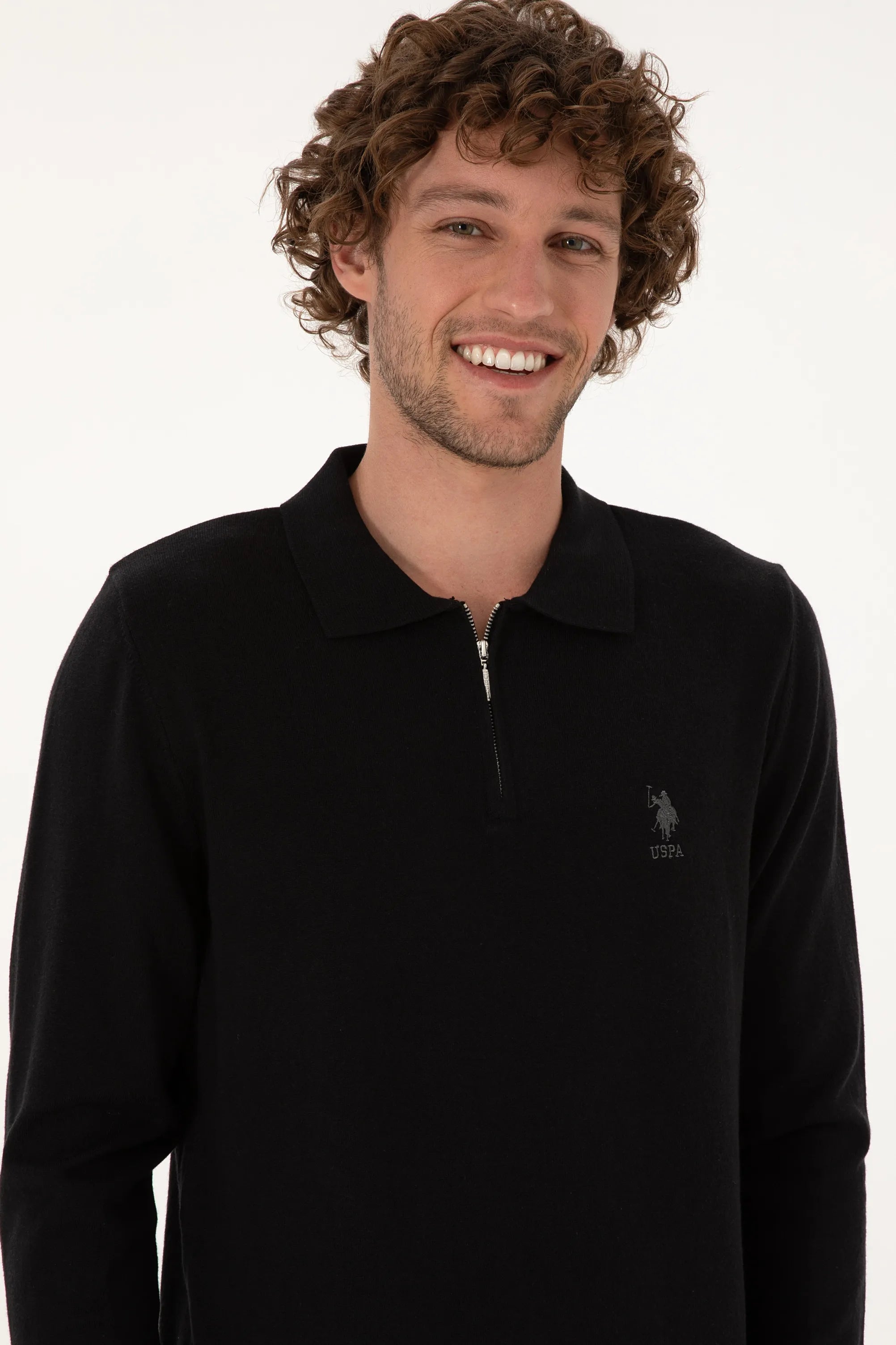 U.S. Polo Assn._Black_Black Polo Shirt With Zipper_G081SZ0TK0 2236535_VR046_02
