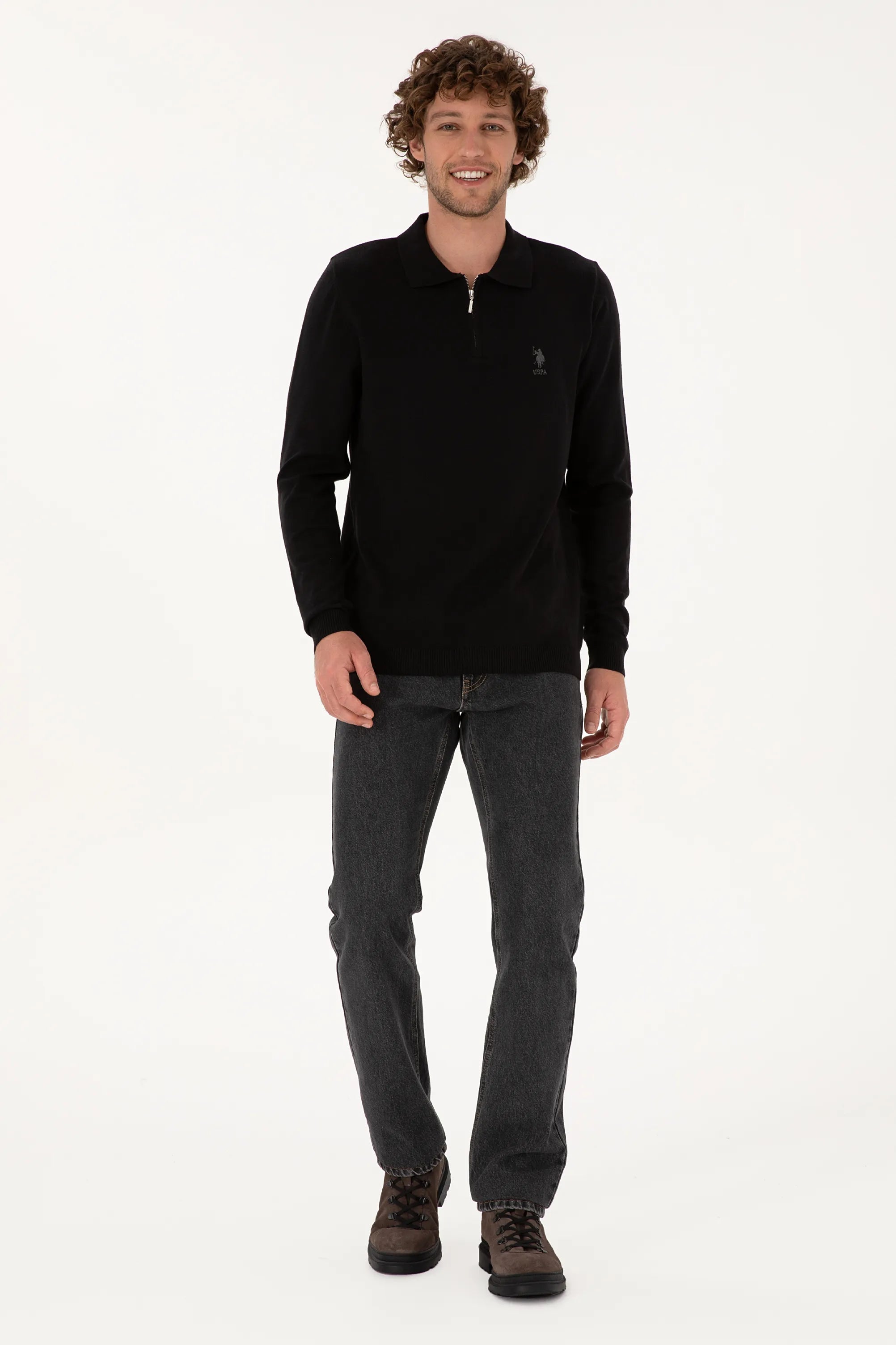 U.S. Polo Assn._Black_Black Polo Shirt With Zipper_G081SZ0TK0 2236535_VR046_04