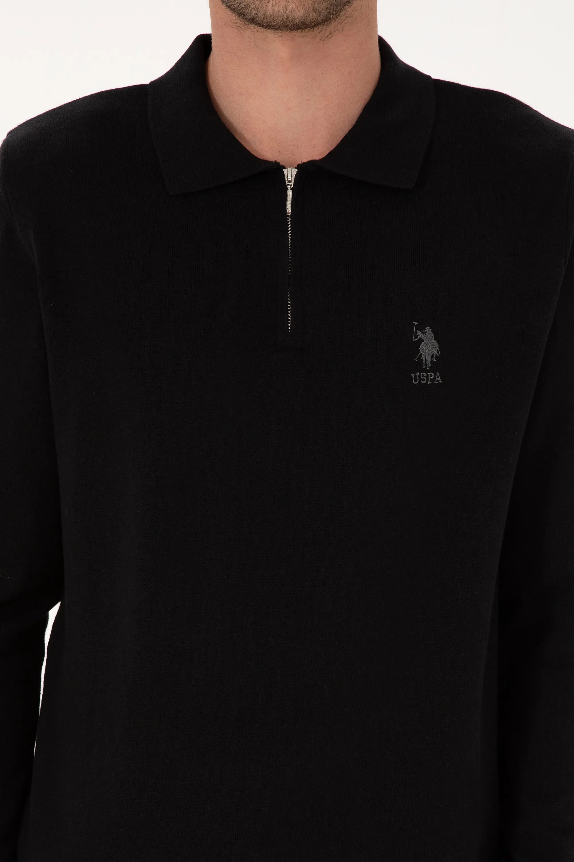 U.S. Polo Assn._Black_Black Polo Shirt With Zipper_G081SZ0TK0 2236535_VR046_06