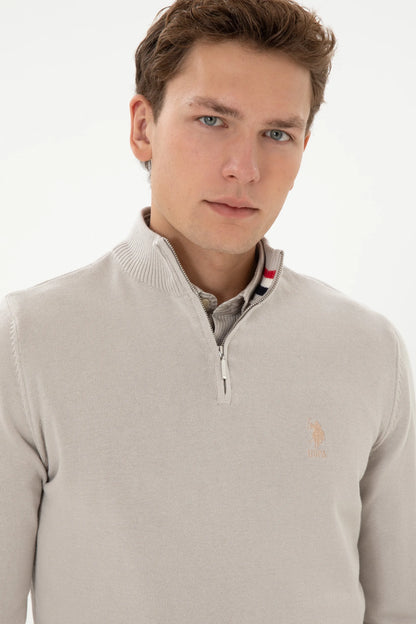 U.S. Polo Assn._Stone_Stone Pullover With Zipper_G081SZ0TK0 2334906_VR049_02