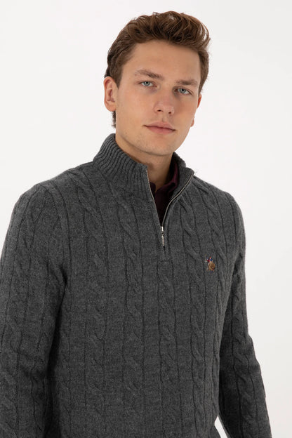 U.S. Polo Assn._Anthracite Mela_Anthracite Mela Sweater With Zipper_G081SZ0TK0 2335377_VR081_02