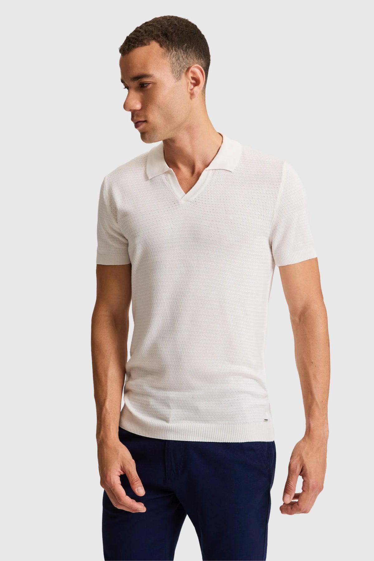 U.S. Polo Assn. Cream Men Cream Short Sleeve Knitted Polo Shirt SKU: G081SZ0TK0 PU-12925_VR071 Image 03